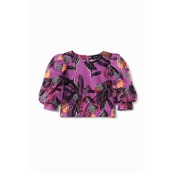 Blusa corta cremallera trasera