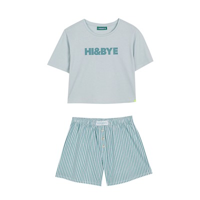 Pijama corto 100% algodón verde