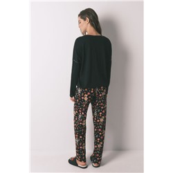 Pijama largo 100% algodón "Día de muertos" negro