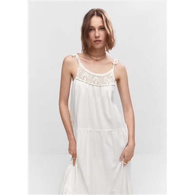 Vestido largo panel crochet