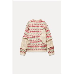 CABLE-KNIT JACQUARD SWEATER