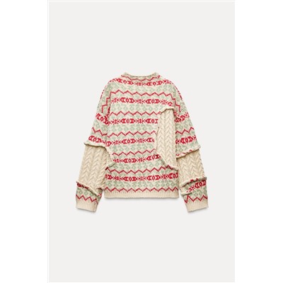 CABLE-KNIT JACQUARD SWEATER