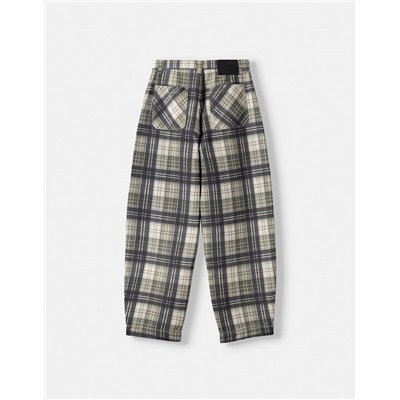 Checked balloon fit trousers