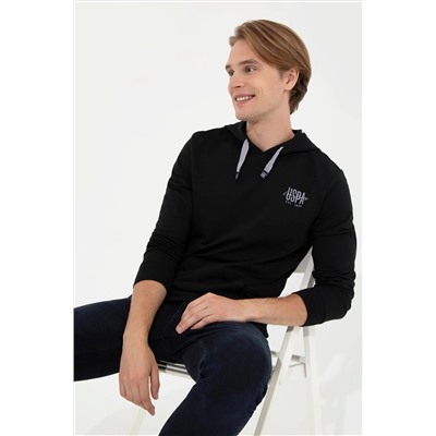 Erkek Siyah Kapüşonlu Basic Sweatshirt