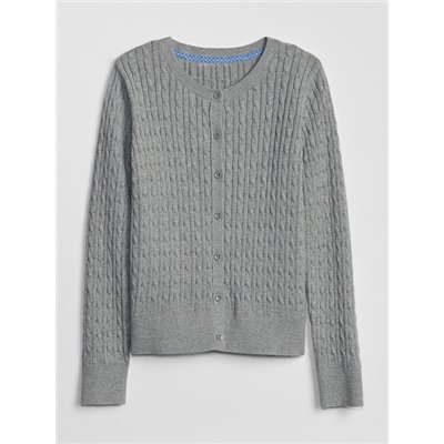 Kids Uniform Cable-Knit Cardigan Sweater