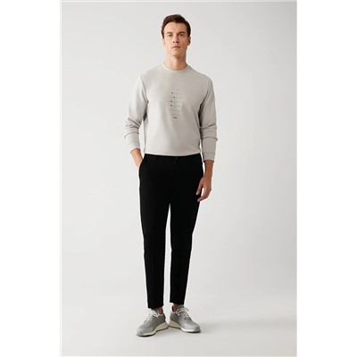 Avva Erkek Siyah Arka Beli Lastikli Yandan Cepli Esnek Relaxed Fit Rahat Kesim Chino Pantolon A32Y3063