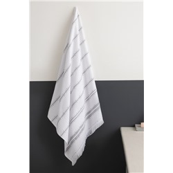 Gastonne Pamuklu Banyo Havlusu - Beyaz/Gri - 75x150 cm