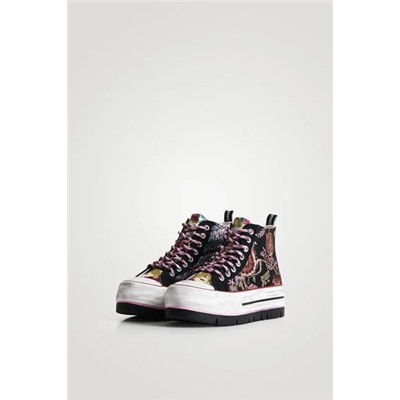 Sneakers altas plataforma patch oriental