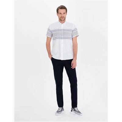 Lacivert Regular Fit Kısa Kollu Gömlek