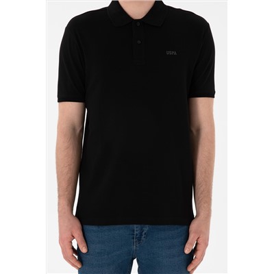 Erkek Regular Fit Polo Yaka Siyah Basic Tişört