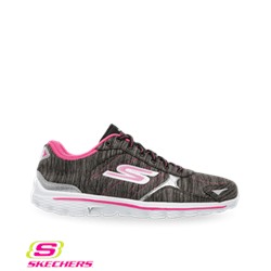 Skechers GOwalk2 Flash Linear Women's Walking Shoe Black/Hot Pink