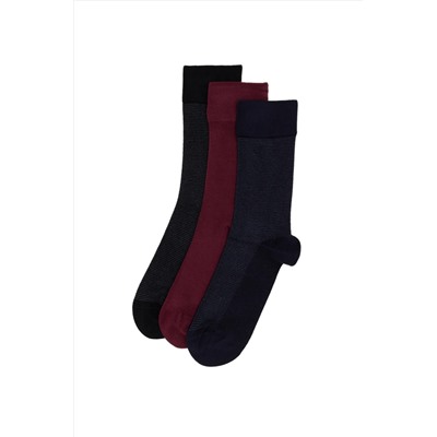 Pierre Cardin, Erkek Renkli 3 Lü Düz Soket Çorap 50304465-001