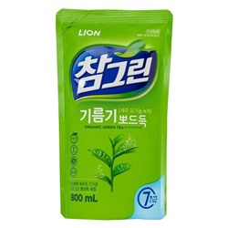 LION CHARMGREEN Refill Средство для мытья посуды, овощей и фруктов "CHARMGREEN" Зелёный чай 500г