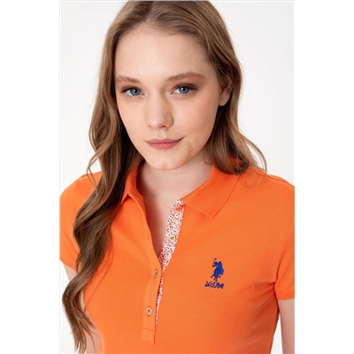 Kadın Turuncu Basic Polo Yaka Tişört