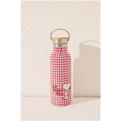 Botella Snoopy cuadros vichy rojo