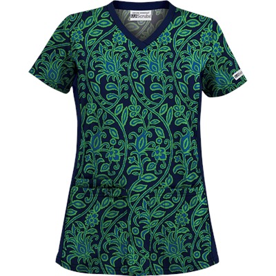 UA Fall Vineyard Navy Scrub Top
