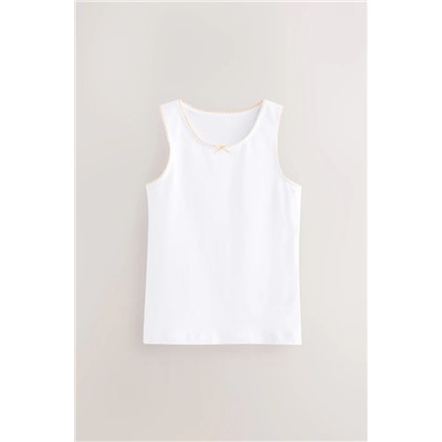 White Heart Lace Trim Vests 5 Pack (1.5-16yrs)