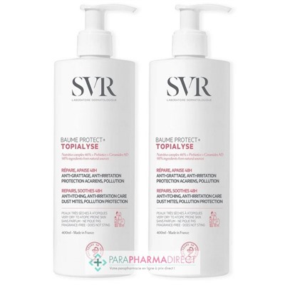 SVR Topialyse Baume Protect + - Anti-grattage & Irritation, Protection Acariens & Pollution 2x400mlLot  × 2