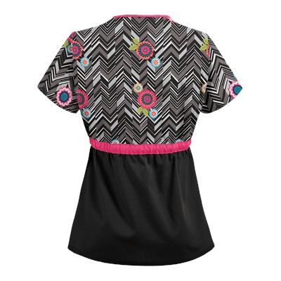 UA Chevron Flower Black Print Scrub Top