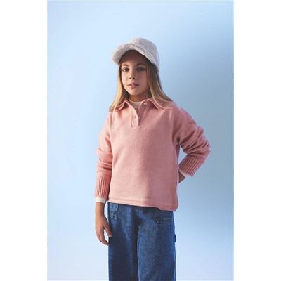 Defacto Kız Çocuk Regular Fit Polo Yaka Kazak A2883A823AU