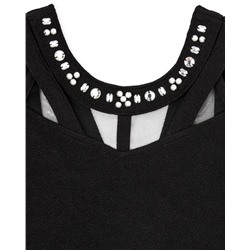Girls Jeweled Stretch Jacquard Dress