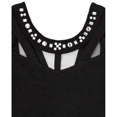 Girls Jeweled Stretch Jacquard Dress