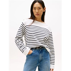 Gold-Button Stripe Long-Sleeve T-Shirt
