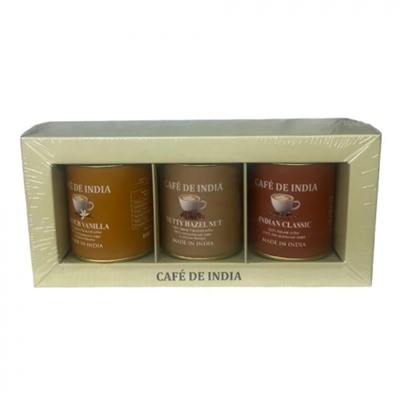BHARAT BAZAR Coffee Set Indian Classic French Vanilla Nutty Hazzelnut Набор натурального кофе 150г