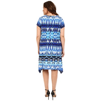 Plus Size Summer Ikat Short Sleeve Hanky Dress