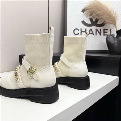 Женские ботинки с тканевым голенищем   Chane*l 🤍