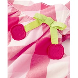Girls Gingham Tiered Dress - Very Cherry