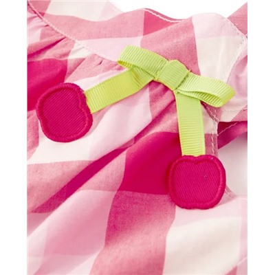 Girls Gingham Tiered Dress - Very Cherry