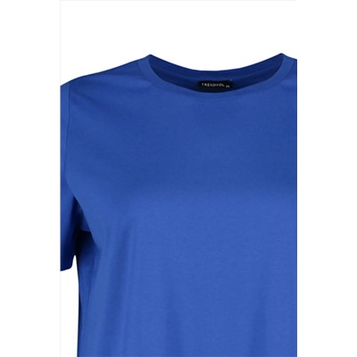 Saks Regular Fit Basic Bisiklet Yaka %100 Pamuk Örme Büyük Beden T-Shirt TBBSS22TS0733