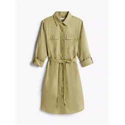 Long-Sleeve Belted Utility Shirtdress