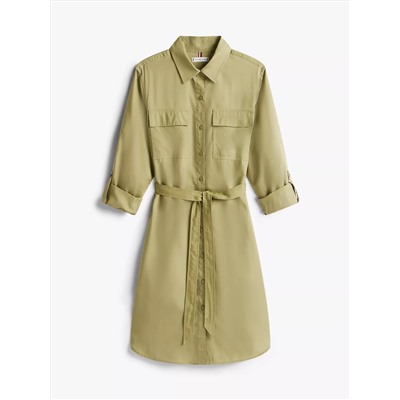 Long-Sleeve Belted Utility Shirtdress