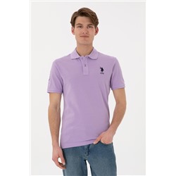 Erkek Slim Fit Polo Yaka Lila Basic Tişört