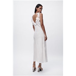 LINEN BLEND DRESS WITH RUFFLES
