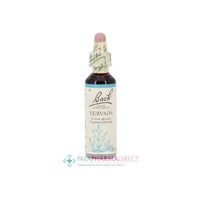 Fleurs de Bach Vervain (verveine) Modération, ouverture d'esprit 20ml
