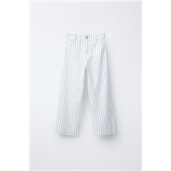 STRIPED LINEN BLEND TROUSERS