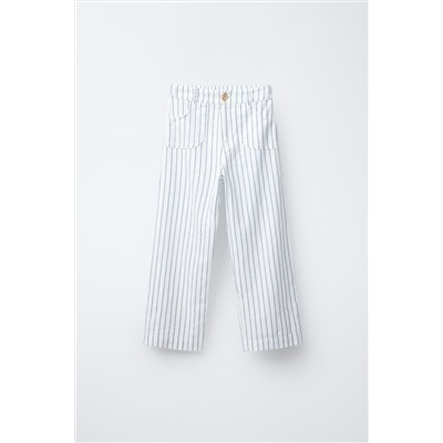 STRIPED LINEN BLEND TROUSERS