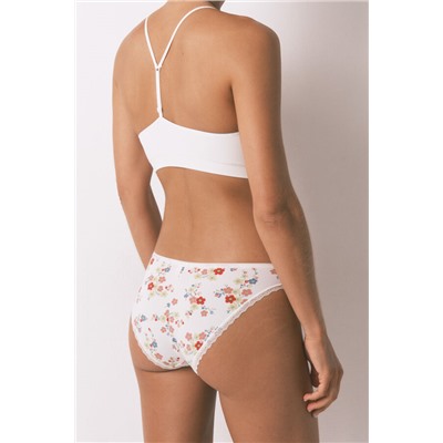 Braga clásica print flores blanco