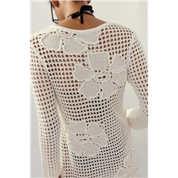 FLORAL CROCHET KNIT DRESS