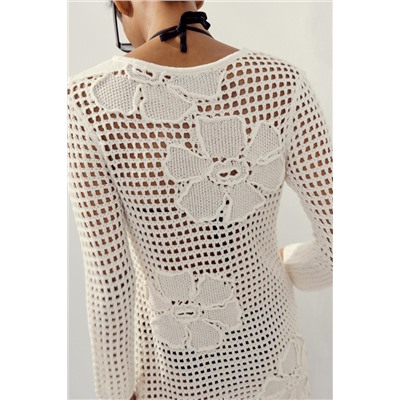 FLORAL CROCHET KNIT DRESS