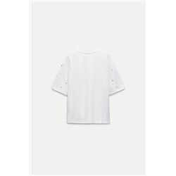 SLOGAN T-SHIRT WITH RHINESTONES