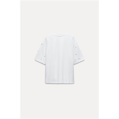 SLOGAN T-SHIRT WITH RHINESTONES