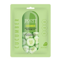 JIGOTT CUCUMBER REAL AMPOULE MASK Тканевая маска для лица с экстрактом огурца 27мл