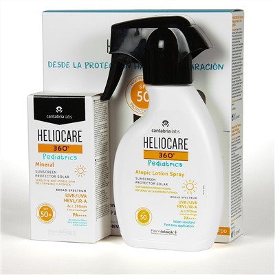 Heliocare 360 Pediatrics PACK Mineral SPF 50+ 50 ml + Heliocare 360º Pediatrics Atopic Loción Spray SPF 50 250 ml
