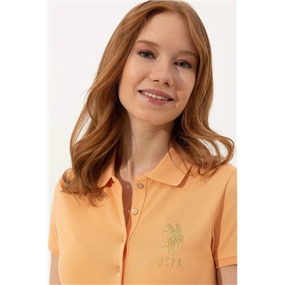 Kadın Turuncu Basic Polo Yaka Tişört