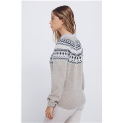 Jersey cenefa jacquard cuello combinado