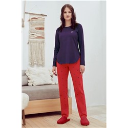 Eros 29682 Kadın Uzun Kollu Pijama Takımı -lacivert E29682